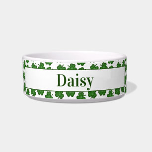 Custom Textured Shamrocks Pet Bowl