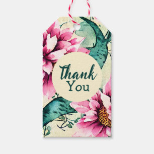 Custom Thank you Artsy watercolor flower Vintage Gift Tags