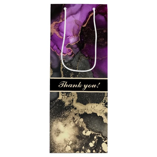 Custom Thank You Black Purple Unique Gift Bag (Front)