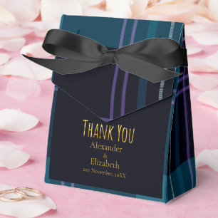 Custom Thank You Blue Black Plaid Favor Box