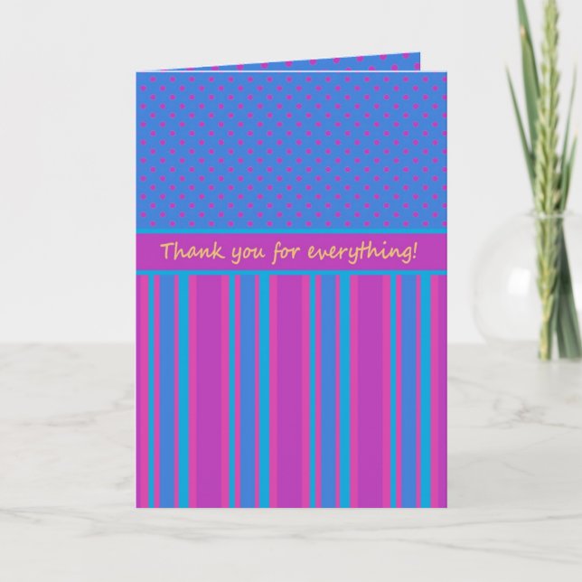 Custom Thank You Card: Magenta and Blue Patterns (Front)