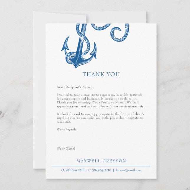 Custom Thank You Cards for Business Nautical (Front)