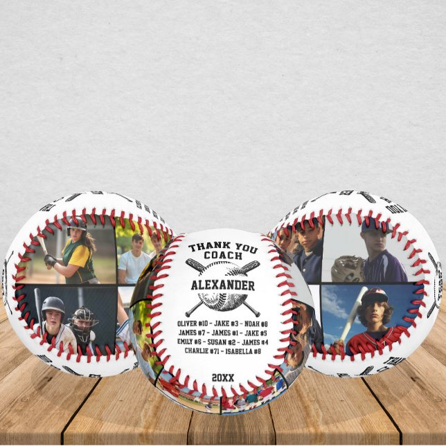 Custom Thank You Coach Photo Baseball from Team (Creator Uploaded)