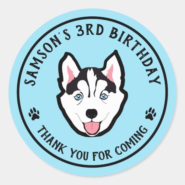 Custom Thank You Dog Party Stickers (Front)