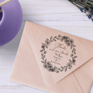 Custom Thank You Elegant Botanical Quote Rubber Stamp