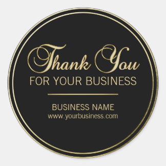 Custom Thank You For Your Business Gold Black Classic Round Sticker