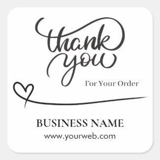 Custom Thank You For Your Order Business Square Sticker