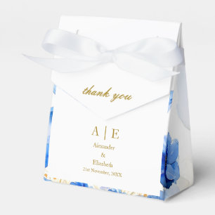 Custom Thank You Gold Script Blue Poppies Favor Box