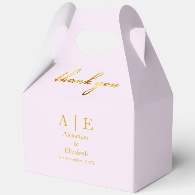Custom Thank You Gold Script  Favour Box (Front)