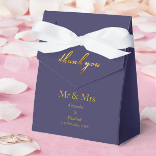 Custom Thank You Gold Script Mr&Mrs Purple Favor Box
