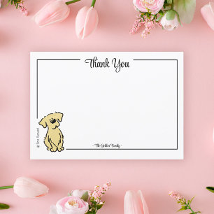 Custom Thank You Golden Retriever Puppy Note Card