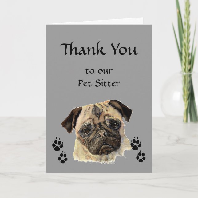 Custom Thank You Greeting, Pet, Pug Dog Sitter (Front)