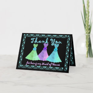 CUSTOM - THANK YOU Maid of Honour with Dresses Card