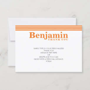 CUSTOM THANK YOU NOTE cool modern bold name orange Card