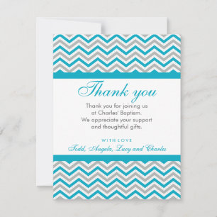 CUSTOM THANK YOU NOTE sweet chevron aqua grey Card