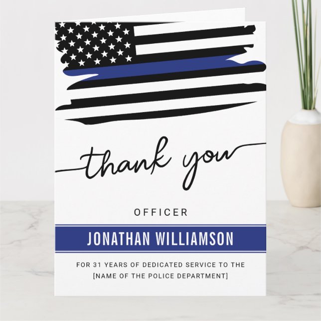 Custom Thank You Police Officer Retirement Card (Front)