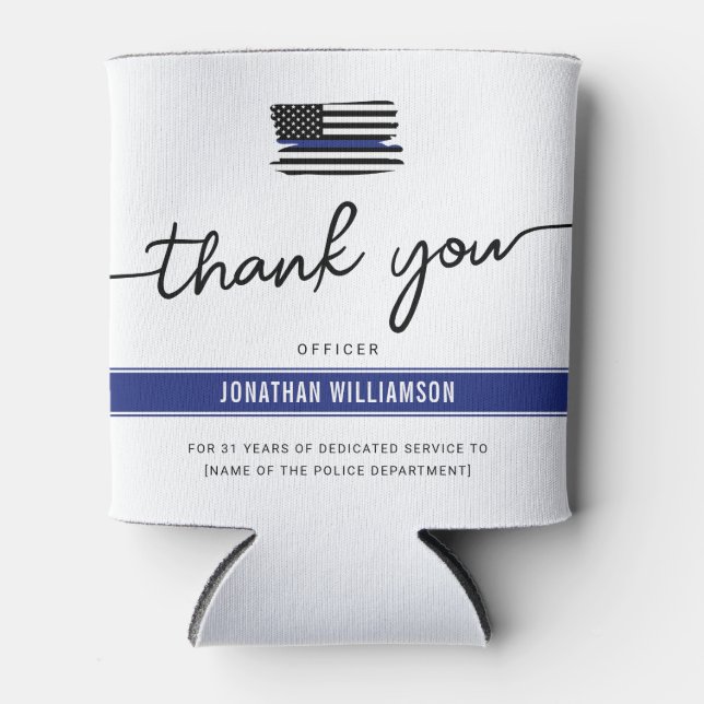 Custom Thank You Police Officer Retirement Gift Can Cooler (Front)