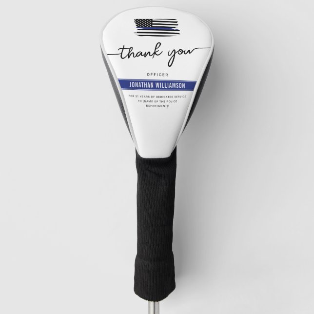 Custom Thank You Police Officer Retirement Gift Golf Head Cover (Front)