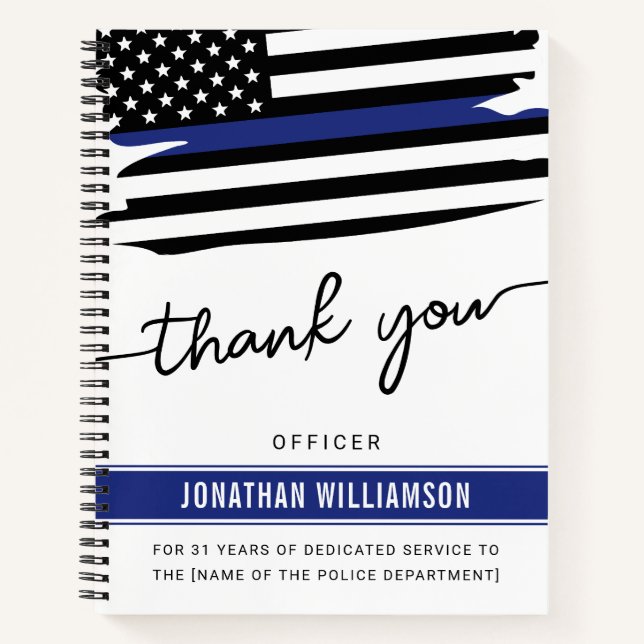 Custom Thank You Police Officer Retirement Gift Notebook (Front)