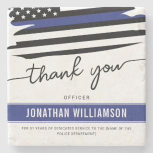 Custom Thank You Police Officer Retirement Gift Stone Coaster