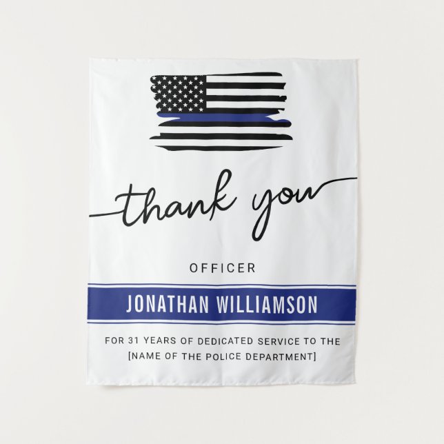 Custom Thank You Police Officer Retirement Gift Tapestry (Front)