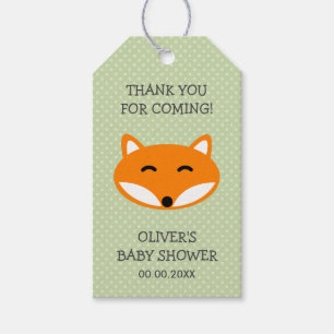 Custom thank you red fox baby shower party favour gift tags