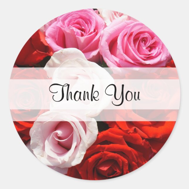Custom "Thank You" Roses Round Stickers (Front)