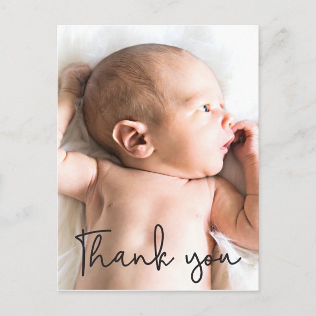 Custom Thank You Script Baby Photo Postcard (Front)