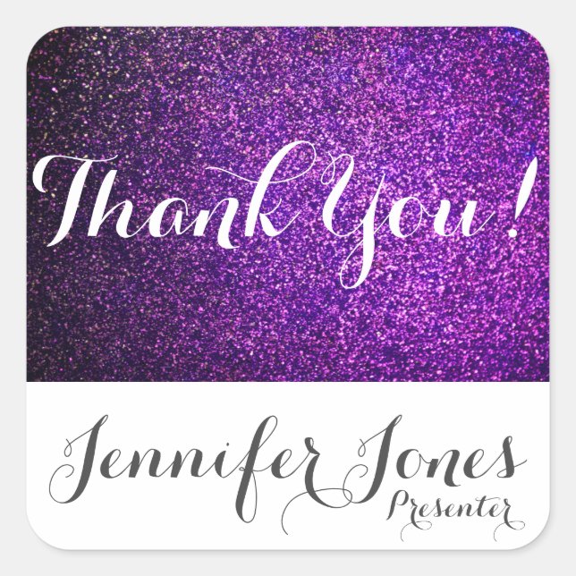 custom thank you stickers purple glitter (Front)