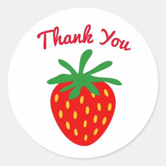 Custom thank you stickers with red strawberry logo (Front)