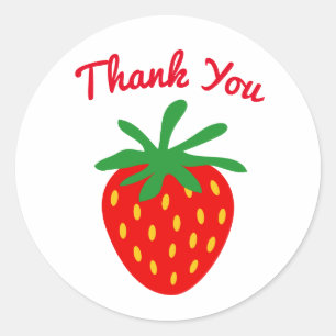 Custom thank you stickers with red strawberry logo