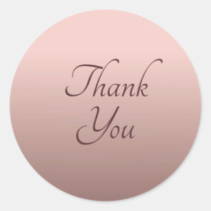 Custom Thank You Text Rose Gold Colour Template Classic Round Sticker