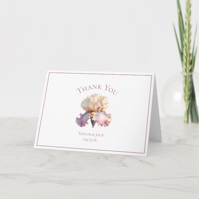 Custom Thank You Wedding Label, Blush Flower Card (Front)