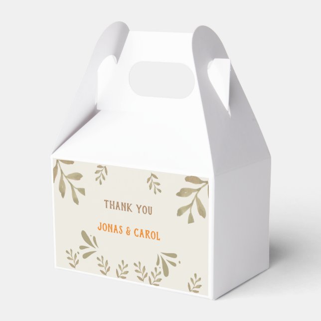 Custom Thank you Wedding modern greenery elegant Favor Box (Front Side)