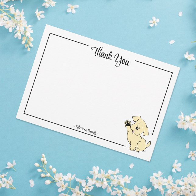 Custom Thank You Yellow Lab Puppy Note Card (Creator Uploaded)