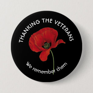 Custom THANKING THE VETERANS We Remember Them 3 Inch Round Button