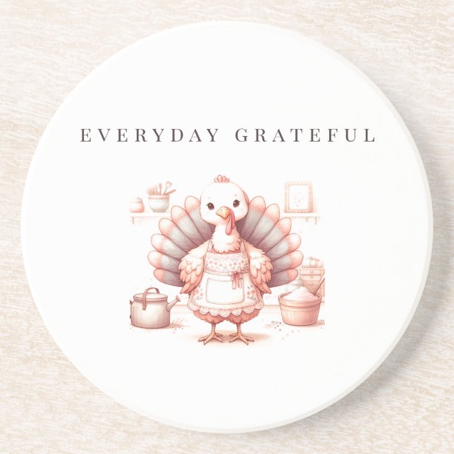 Custom Thanksgiving Coasters, Fall Turkey Decor Coaster (Front)