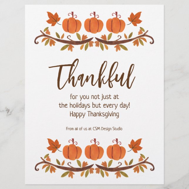 Custom Thanksgiving Customer Appreciation Flyer (Front)