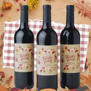 Custom Thanksgiving Day Autumn Wine Label