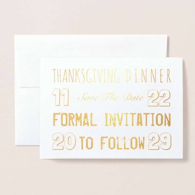 Custom Thanksgiving Dinner Save The Date Foil Card (Front With Envelope)