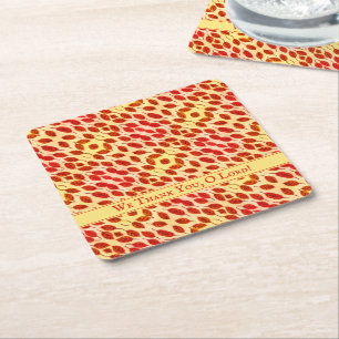 Custom THANKSGIVING Fall Autumn Leaves Square Paper Coaster