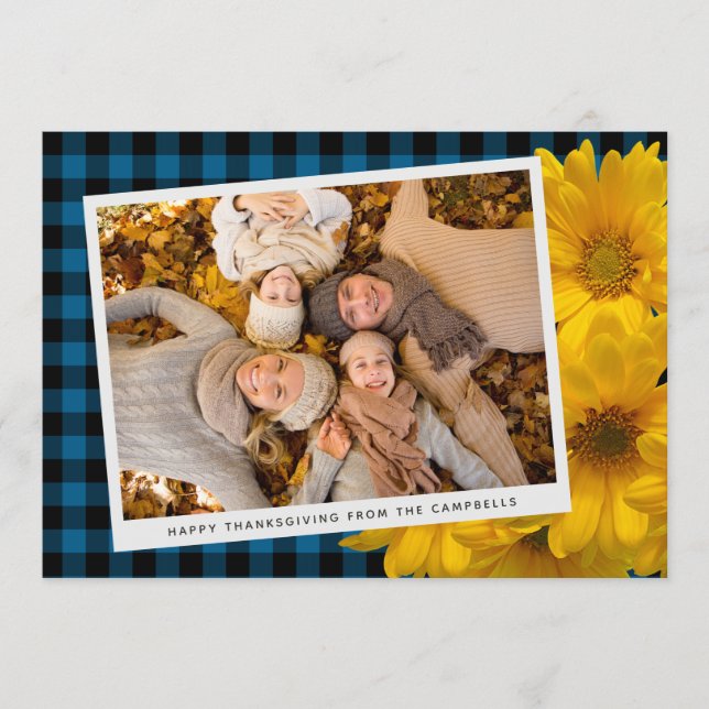 Custom Thanksgiving Greeting On Plaid Holiday Card (Front)