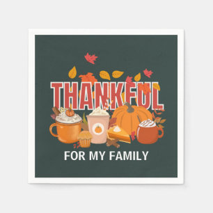 Custom Thanksgiving Pumpkin THANKFUL Family Napkin