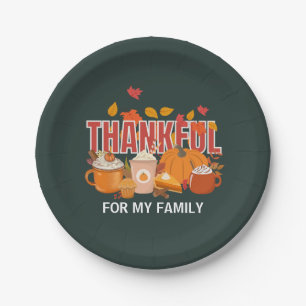 Custom Thanksgiving Pumpkin THANKFUL Family Paper Plate