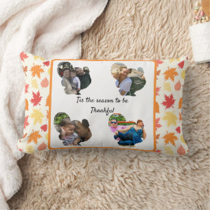 Custom thanksgiving turkey photo collage lumbar pillow