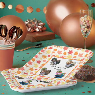 Custom thanksgiving turkey photo collage paper plate