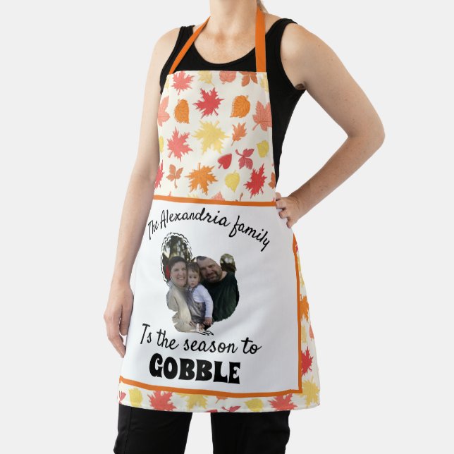 Custom thanksgiving turkey photo season to gobble apron (Insitu)