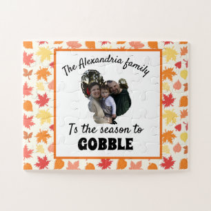 Custom thanksgiving turkey photo season to gobble jigsaw puzzle