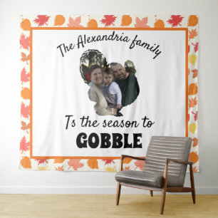 Custom thanksgiving turkey photo season to gobble tapestry