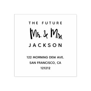Custom The Future Mr. and Mrs. Return Address Rubber Stamp